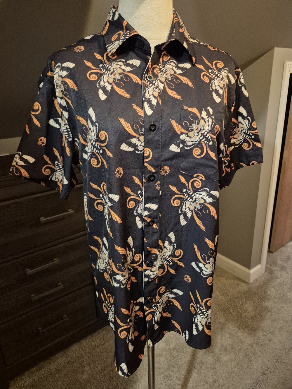 NWOT Seventh Ink Death Moth Button Down Shirt